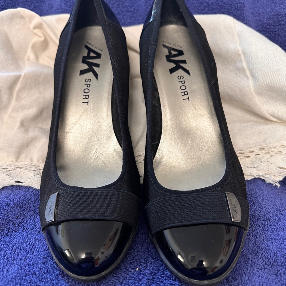 Anne Klein Sport Tatum Wedge Pump Slip on Shoes Black Size 10